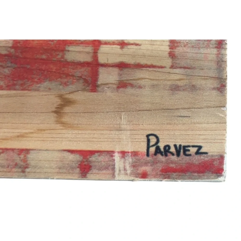 Signed Parvez Taj Wooden U.S. Flag Art Patriotic SZ: 31